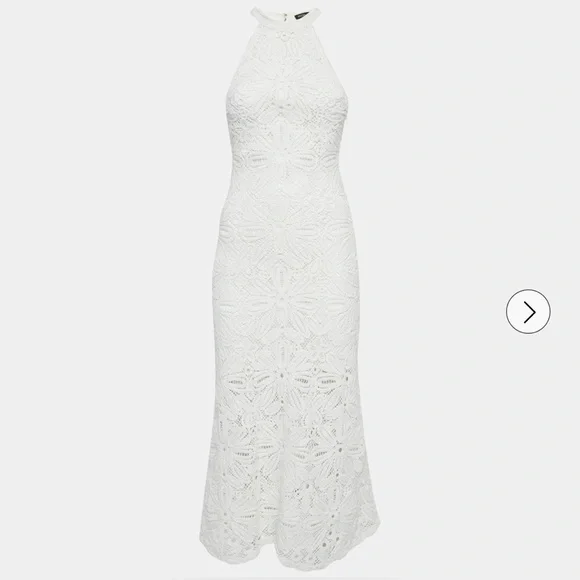 Maje White knit midi dress Lace Halter-Style Maxi Dress - Picture 3 of 11